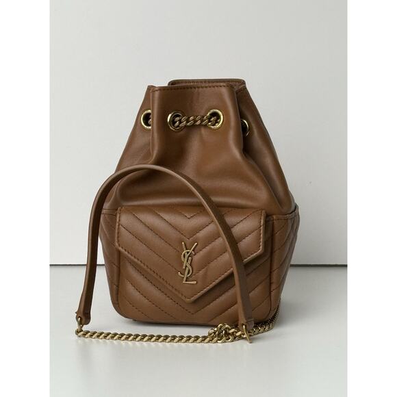 Saint Laurent Handbags - Saint Laurent Joe Nano Quilted Bucket Bag Brown